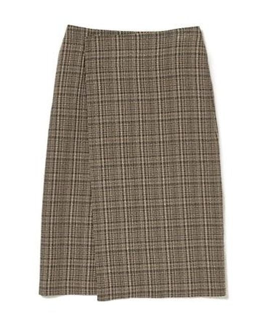Auralee Brown Plaid Wrap Dress