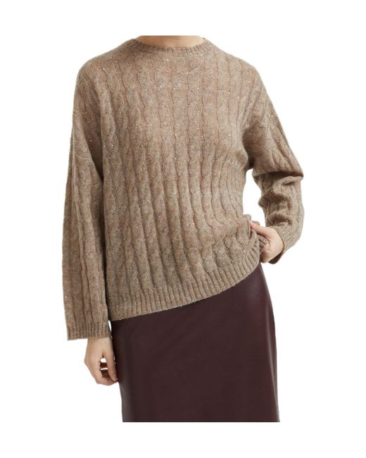 Brunello Cucinelli Brown Cable-Knit Jumper