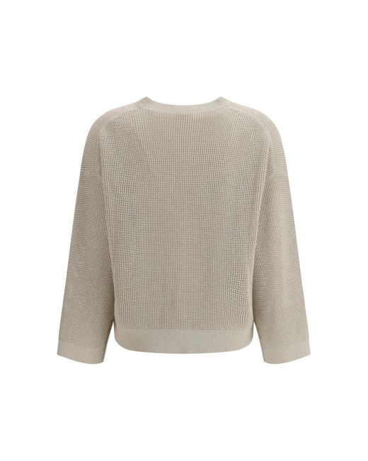 Brunello Cucinelli Natural Crew-Neck Sweater