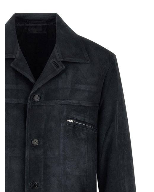 Prada Blue Suede Caban Jacket for men