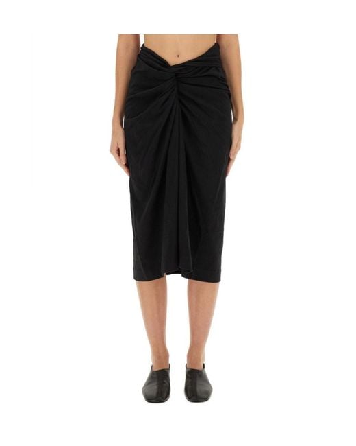 Dries Van Noten Black Knotted Jersey Skirt