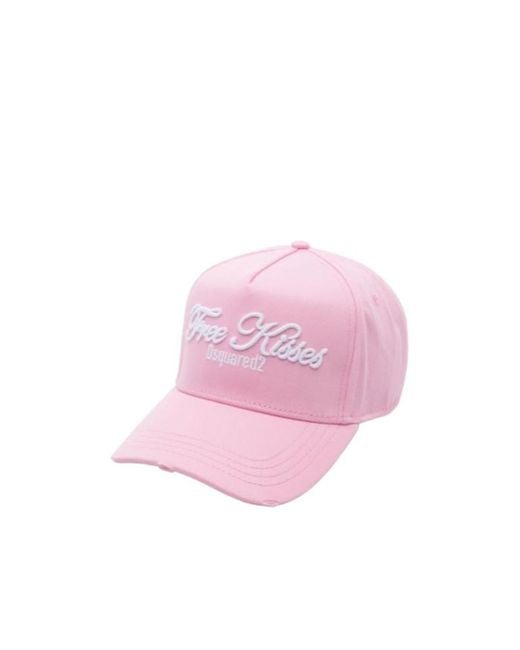 DSquared² Pink Slogan-Embroidered Cotton Cap for men