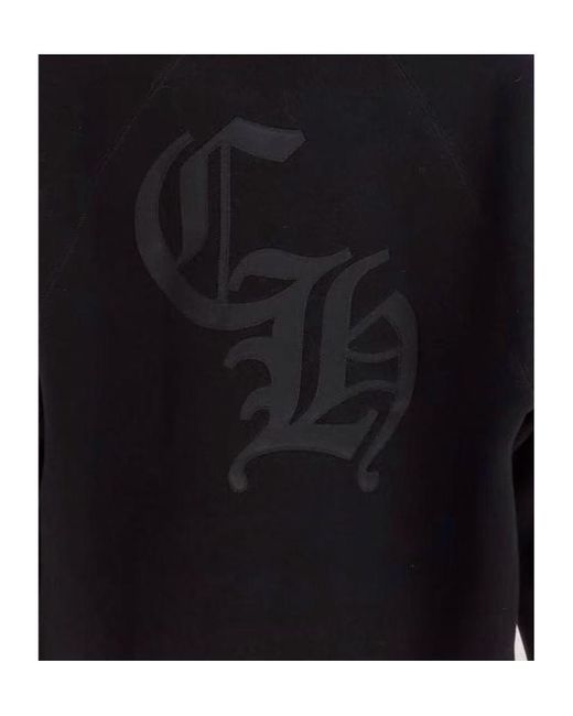 Chrome Hearts Blue Logo Patch Leather Sweatshirt for men