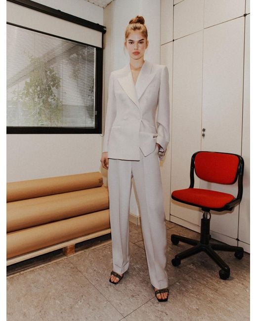 Marella White Barrel-Leg Trousers