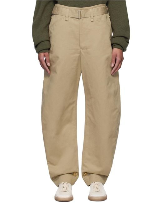 Lemaire Natural Belted Tapered Leg Trousers