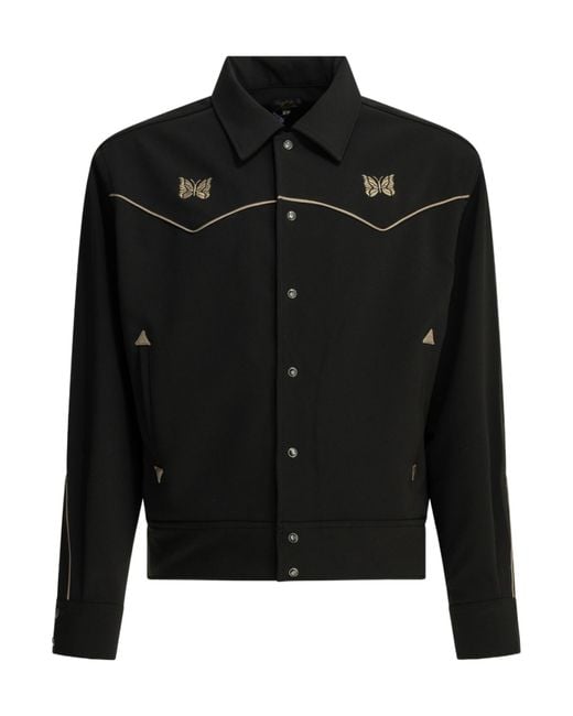 Needles Black Piping Cowboy Overshirt Jacket for men