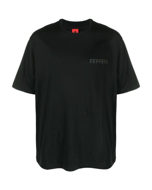 Ferrari Black T-Shirt With Round Neck And Short Sleeves for men