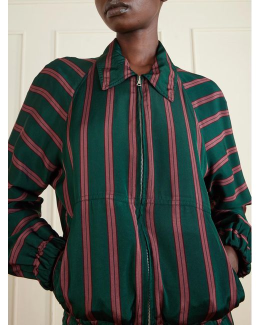 Dries Van Noten Green Vinnia Striped Casual Jacket
