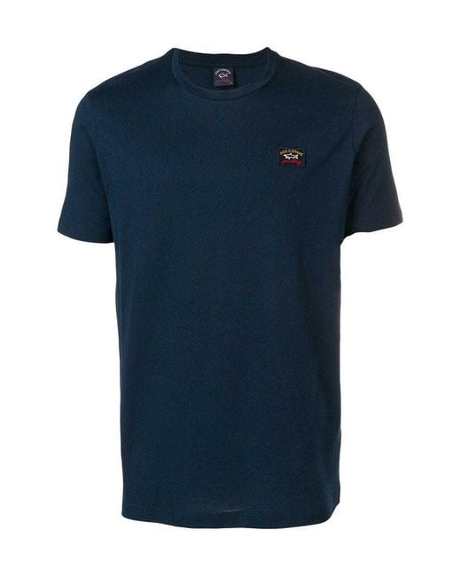 Paul & Shark Blue Logo-Patch Round Neck T-Shirt for men