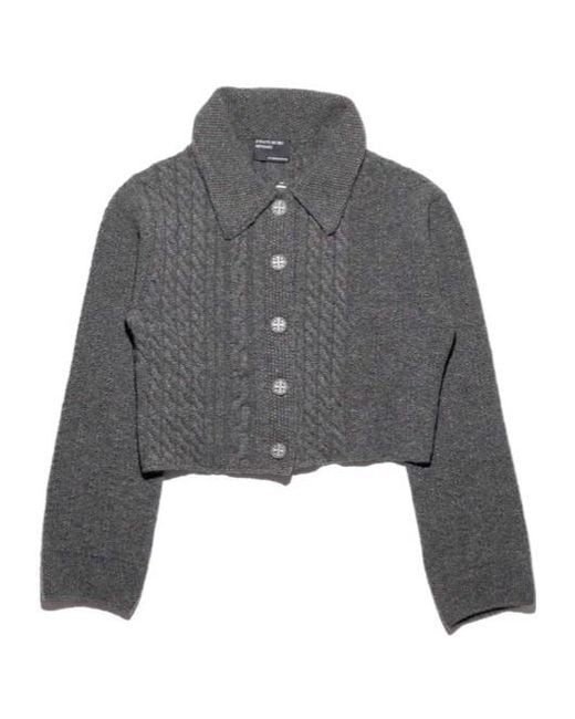 Enfants Riches Deprimes Gray Cable Knit Cropped Cardigan