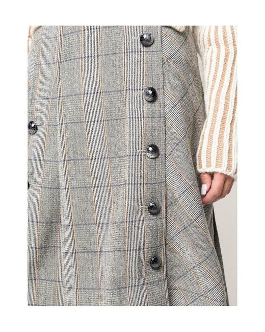 Chloé Gray Checked Pleated Skirt