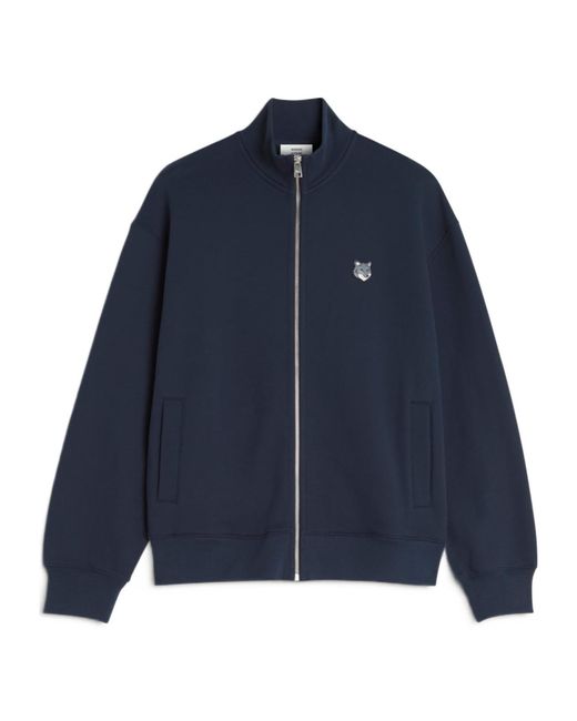 Maison Kitsuné Blue Maison Kitsuné Fox Head Zip Sweatshirt for men