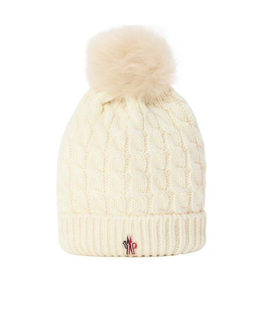 Moncler White Bobl Knit Hat