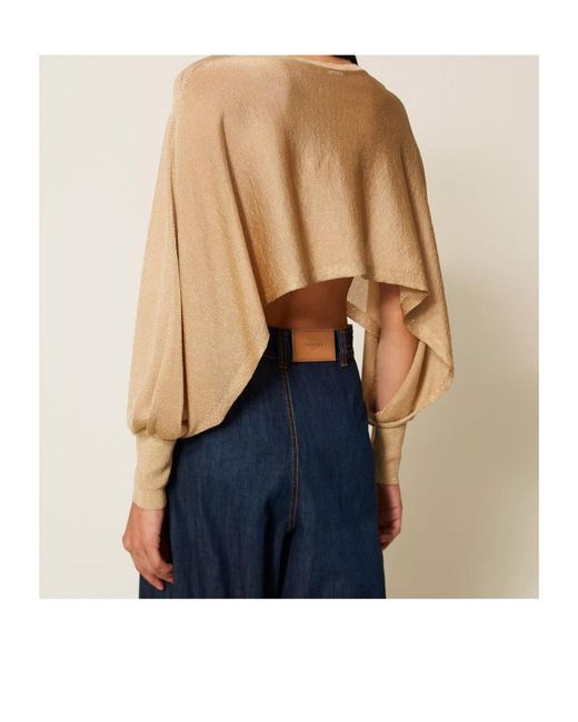 Twinset Blue Cropped Crewneck Knitted Top
