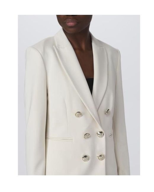 Pinko White Logo-Button Double-Breasted Blazer