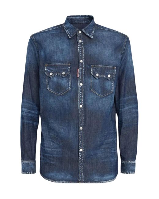 DSquared² Blue Faded Denim Shirt for men
