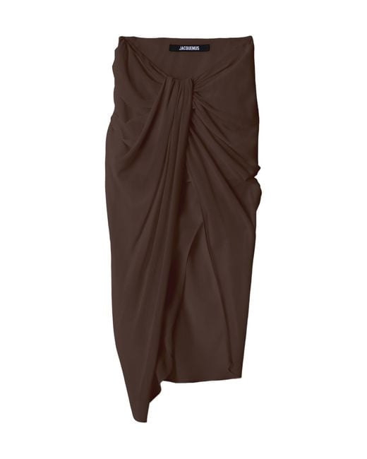Jacquemus Brown The Paréo Draped Asymmetric Hem Skirt