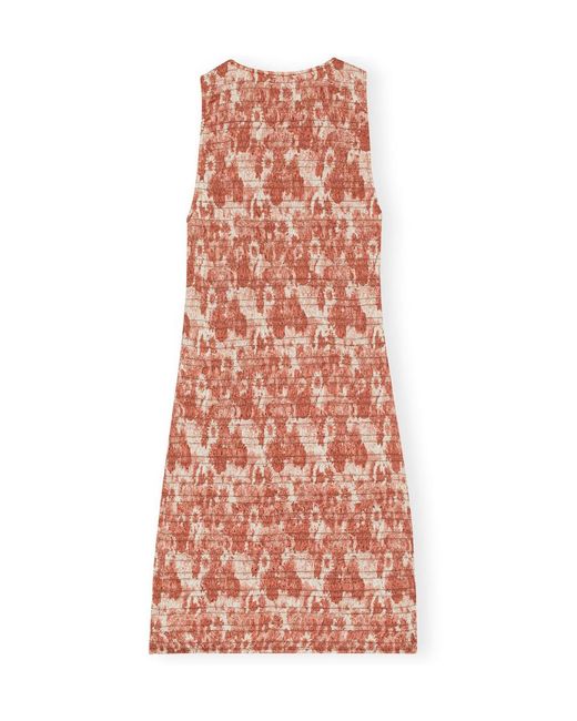 Ganni Red Floral-Print Mini Dress