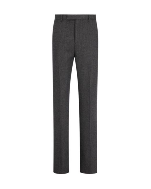 Dior Gray Homme Pleat Detailed Straight Leg Trousers for men