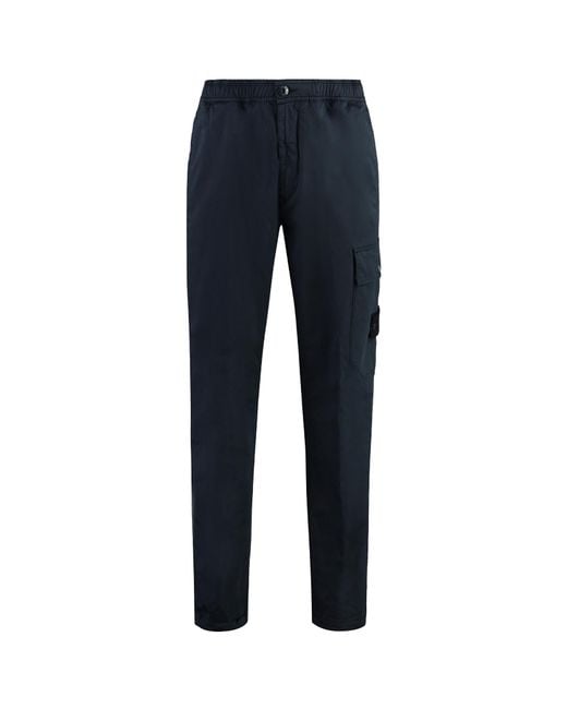 Stone Island Blue Compass Patch Straight Leg Pants for men