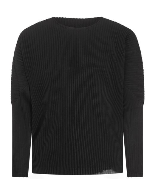 Homme Plissé Issey Miyake Black Homme Plissé Issey Miyake Plissé-Effect Crewneck T-Shirt for men