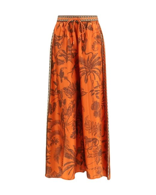 ALÉMAIS Orange Monkey Dance Printed Palazzo Pants