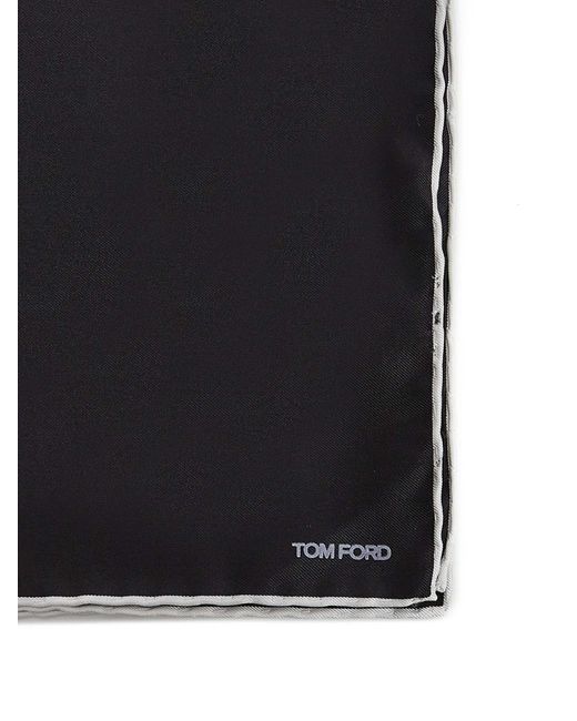 Tom Ford Black Embroidered Square Scarf With Logo for men