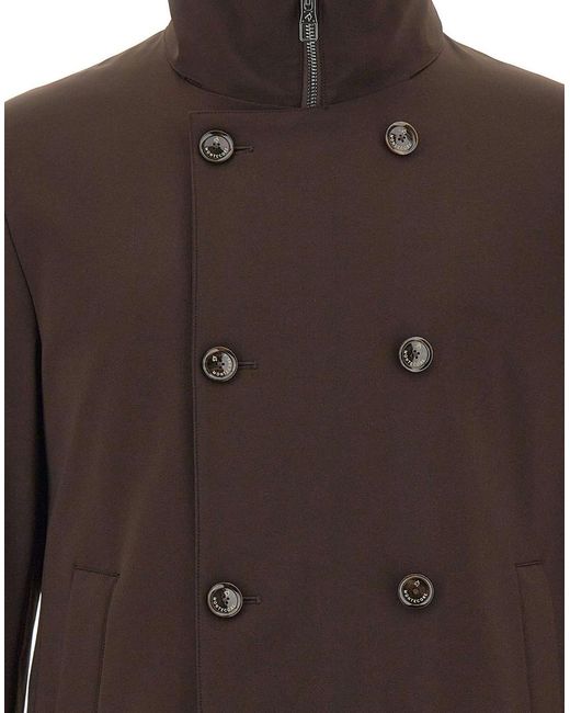 Montecore Brown Double-Breasted High-Neck Jacket for men