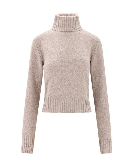 AMI White Ami High-Neck Knitted Jumper
