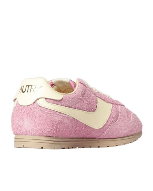 Autry Pink Windspin Lace-Up Sneakers
