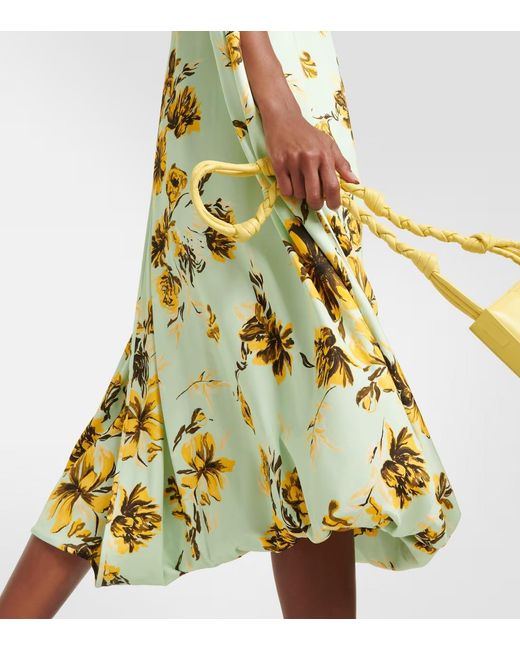 Jil Sander Metallic Floral Caped Midi Dress