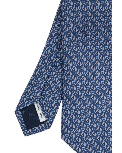 Ferragamo Blue Logo Pattern Tie for men
