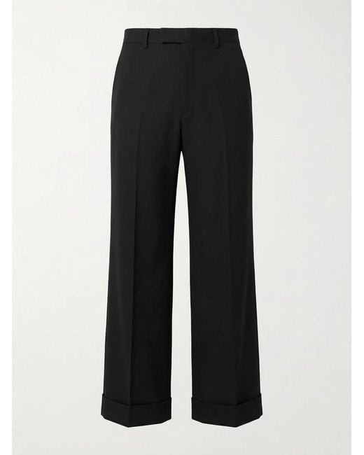 Gucci Black Wide Leg Gabardine Tailored Trousers for men