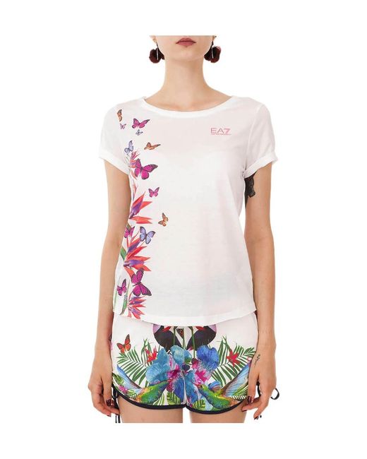 EA7 White Logo Printed T-Shirt