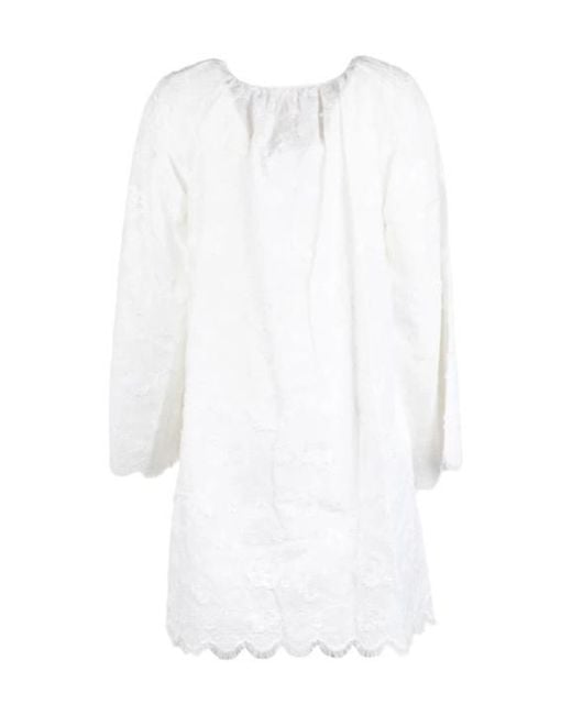 Michael Kors White Michael Floral Embroidered Voile Dress