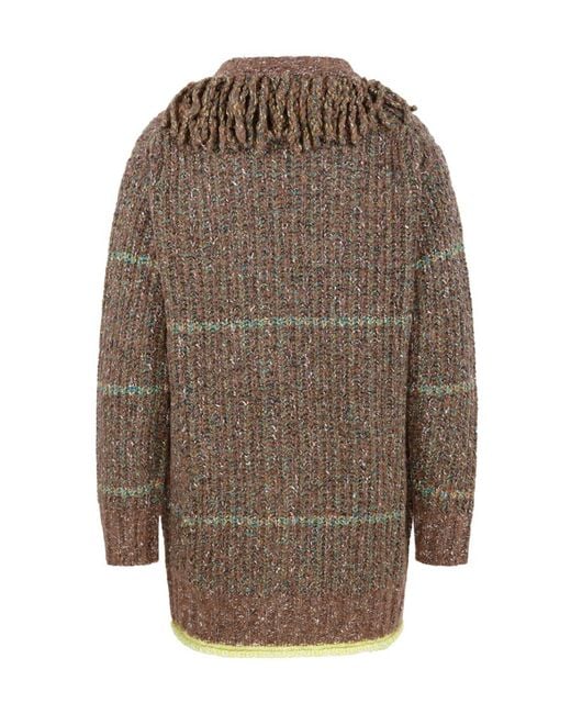 Stella McCartney Multicolor V-Neck Long-Sleeved Tweed Cardi-Coat