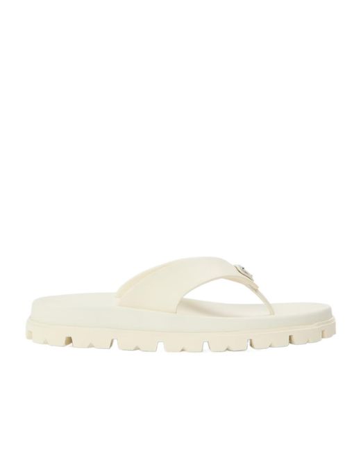 Prada White Logo Flip-Flops