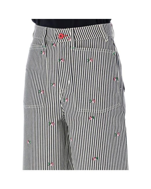 KENZO Gray Striped Wide-Leg Jeans