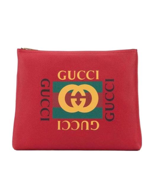 Gucci Red Medium Logo Printed Handbag for men