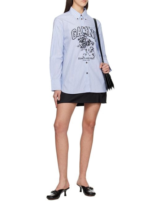 Ganni White Stripe Logo Shirt