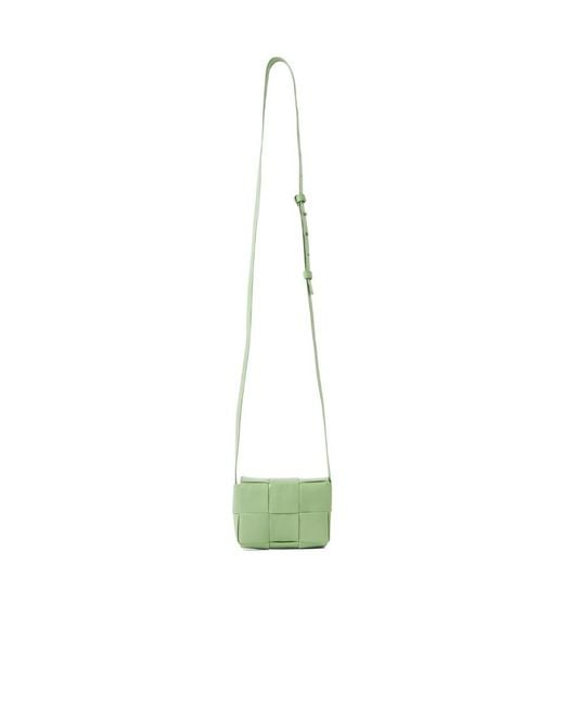 Bottega Veneta Green Mini Cassette Knitted Shoulder Bag for men