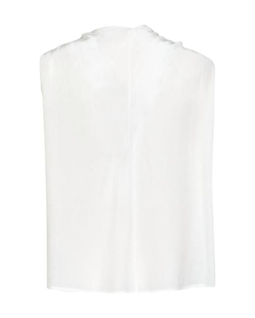 P.A.R.O.S.H. White Tie-Neck Sleeveless Top