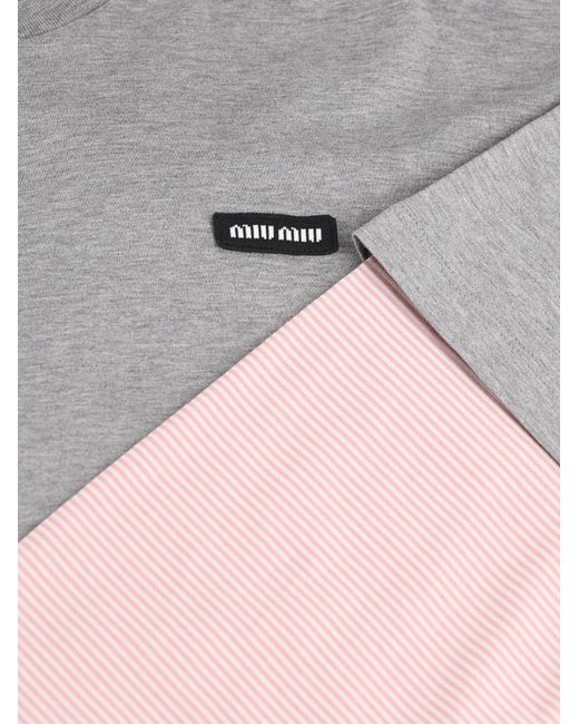 Miu Miu Gray Crew Neck Long-Sleeved Sweatshirt