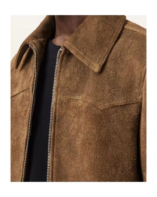 AllSaints Brown Dellcot Suede Jacket for men