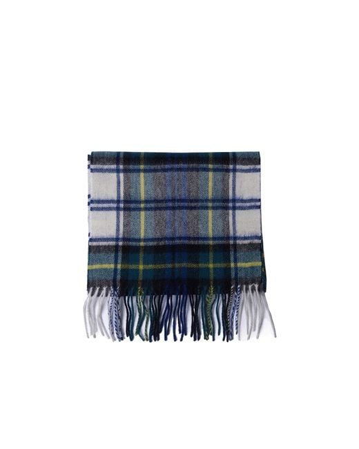 Barbour Blue Tartan Fringed Edges Scarf for men