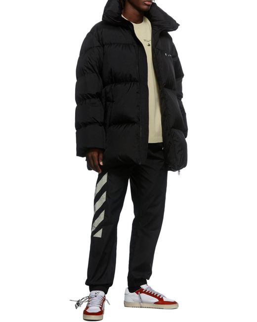 Off-White c/o Virgil Abloh Black Logo Printed Belted Puffer Jacket for men