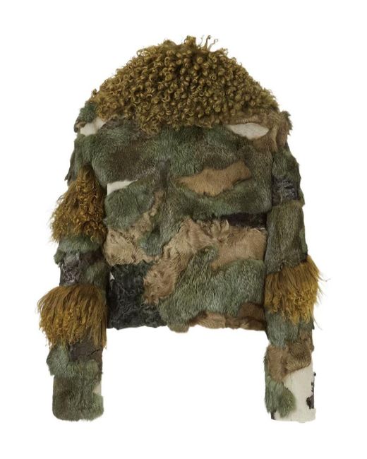 Fendi Green Patchwork Shearling Blouson