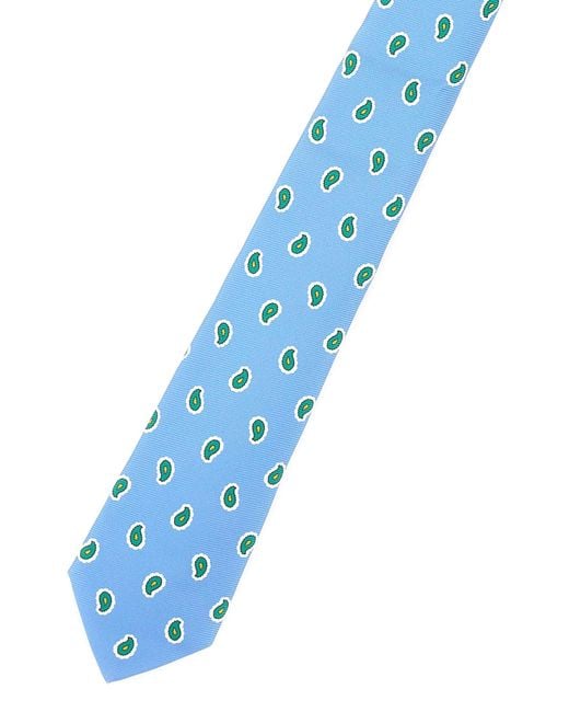 Kiton Blue Micro Paisley Tie for men