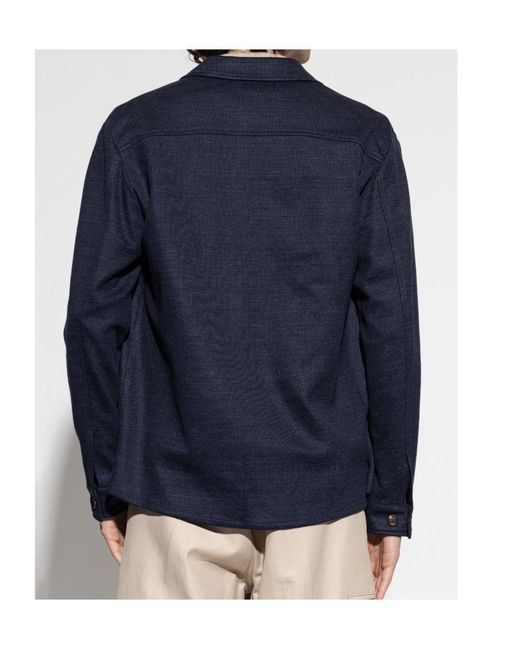 Eleventy Blue Chest Pocket Long-Sleeved Shirt for men