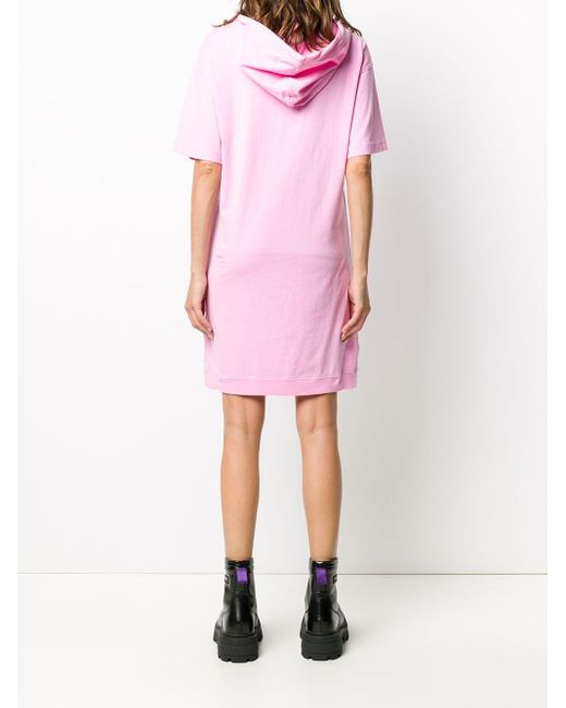 Moschino Pink Teddy Bear Printed Hooded T-Shirt Dress